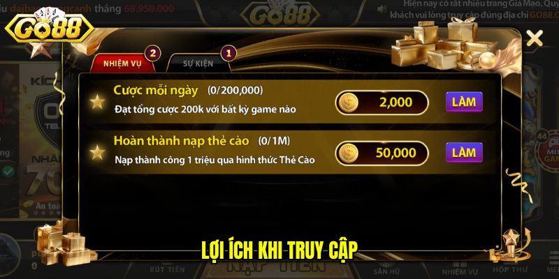 Lợi ích khi truy cập nhà cái GO88