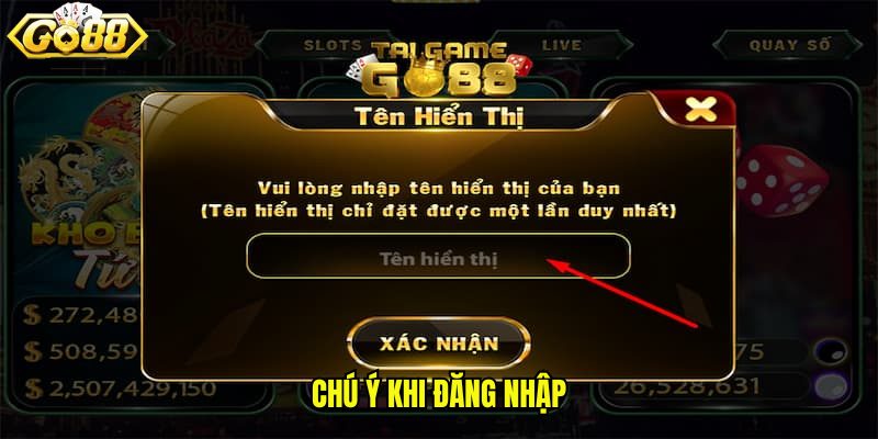 Chú ý khi đăng nhập